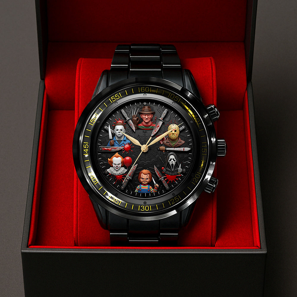 “Time to Scare!” – Horror Men's Watch – Personalized Gift for Horror Movie Fans Men's Watch PopCulturePrints
