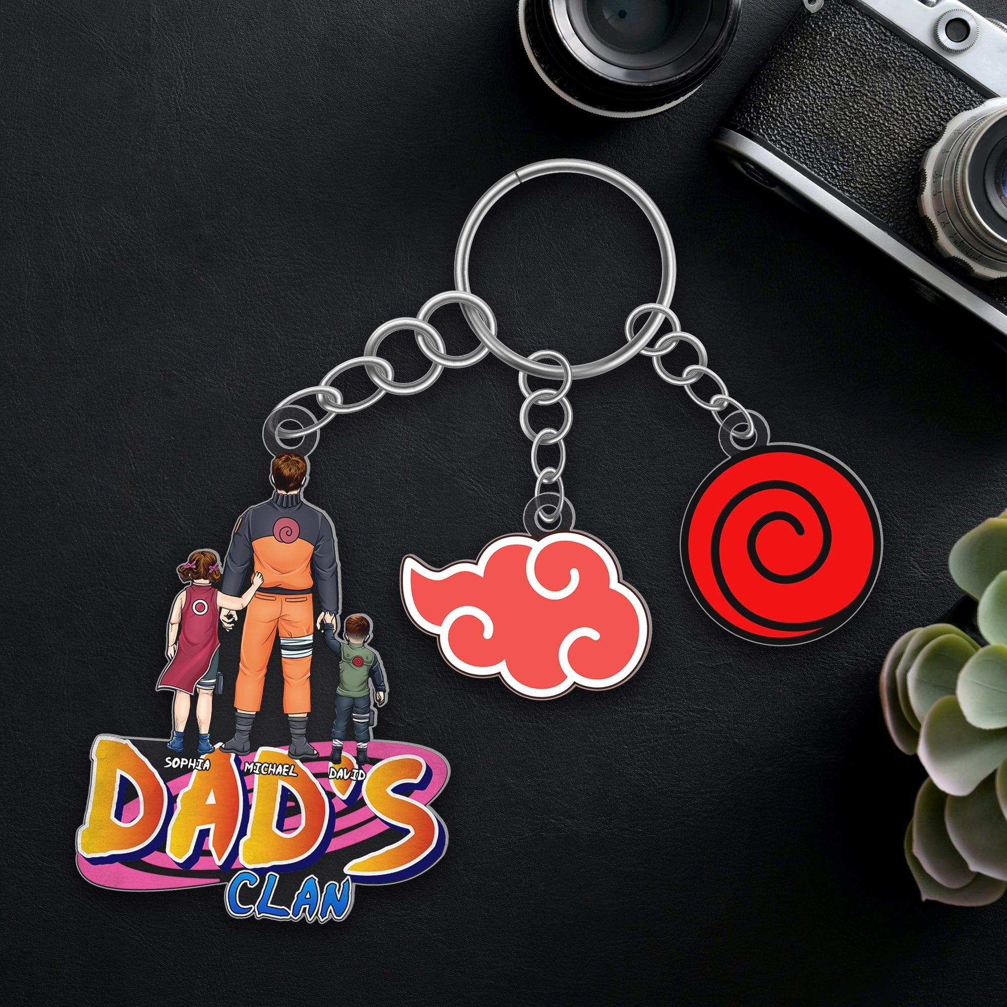 Personalized Dad's Clan Keychain - Custom Anime Gift Keychains PopCulturePrints