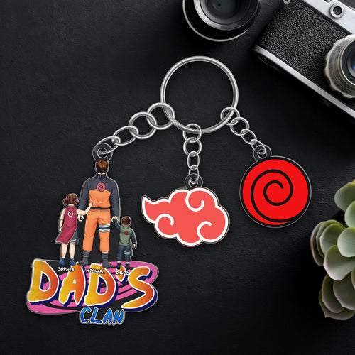 Personalized Dad's Clan Keychain - Custom Anime Gift Keychains PopCulturePrints