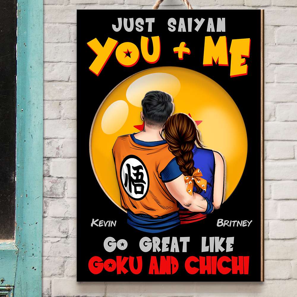 Personalized Goku and Chichi Wood Sign - You & Me Wood Sign PopCulturePrints