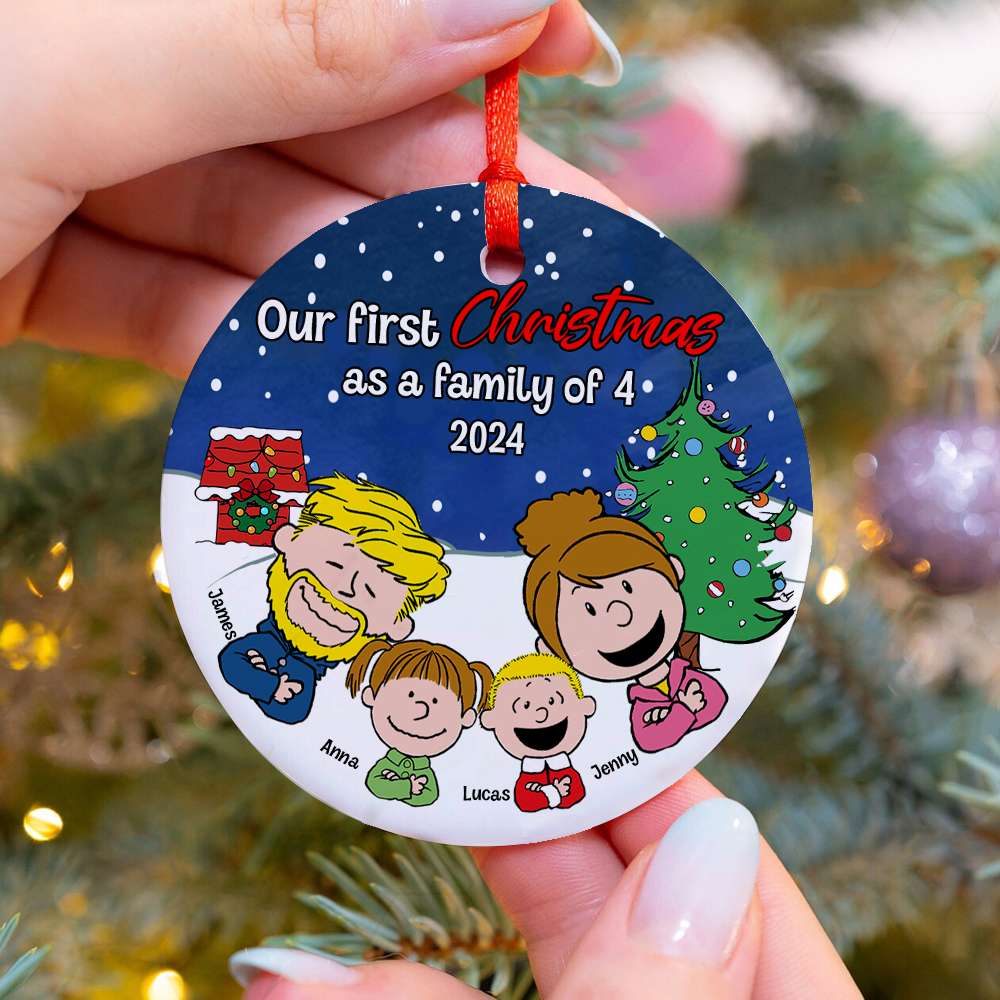 Personalized Family Christmas Ornament - Our First Christmas as a Family of 4 2024