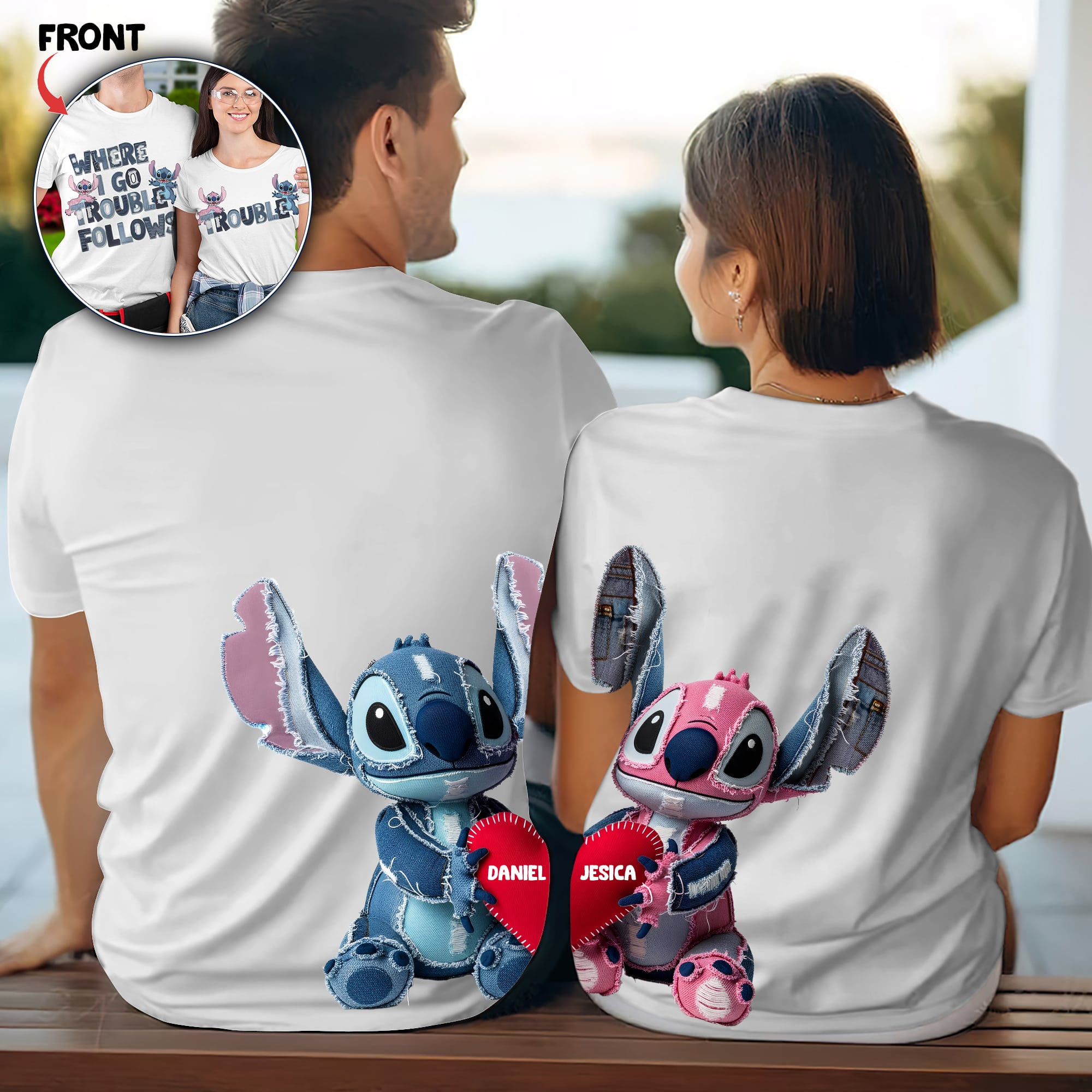 Love in Every Stitch - Cartoon Couple 3D Shirt - Personalized Gifts for Couples AOP Products PopCulturePrints