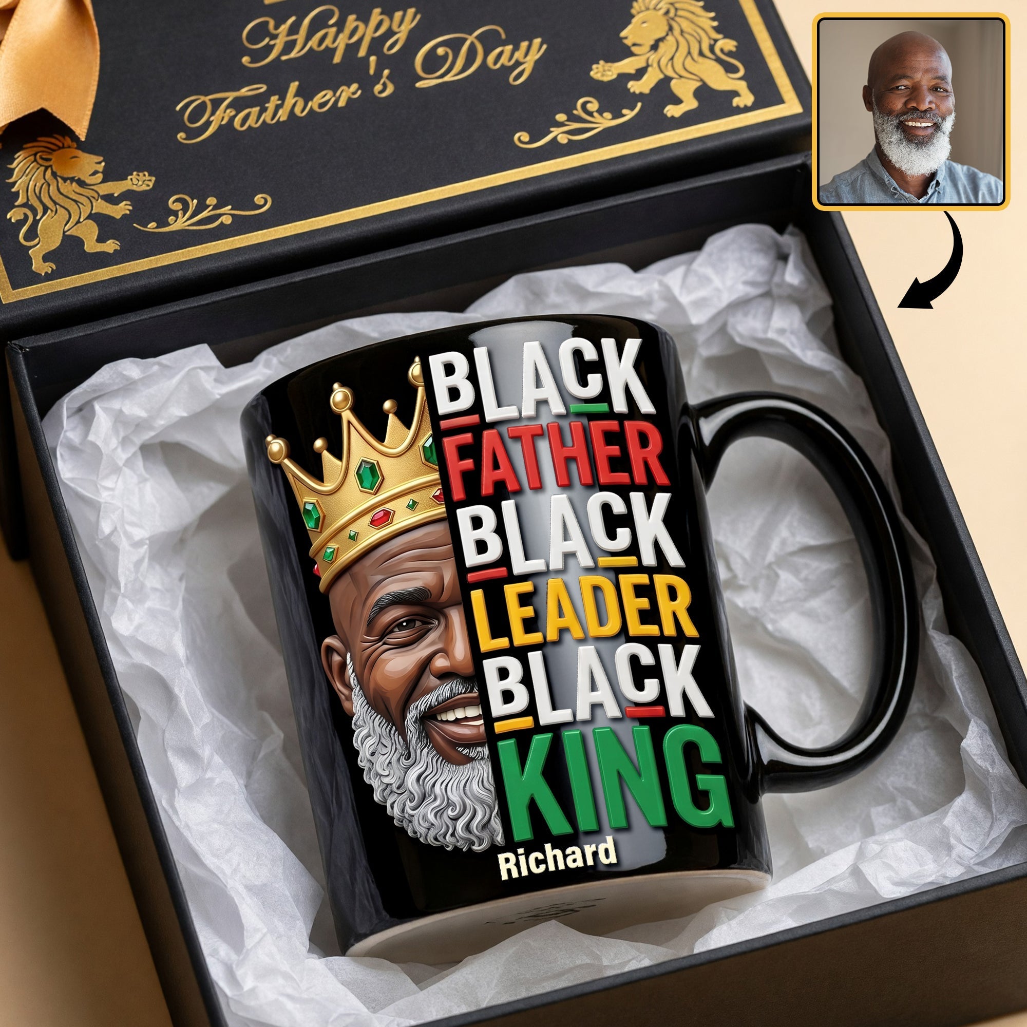 "Black Father, Black King" - Personalized Coffee Mug for Dad, Grandpa, and Loved Ones Coffee Mug PopCulturePrints