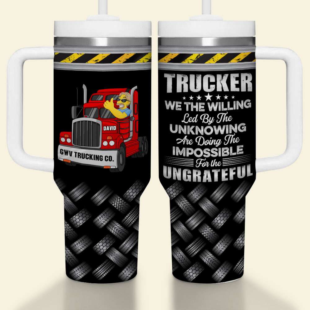 Personalized Trucker Tumbler - Fun Trucker Design with Personalized Name