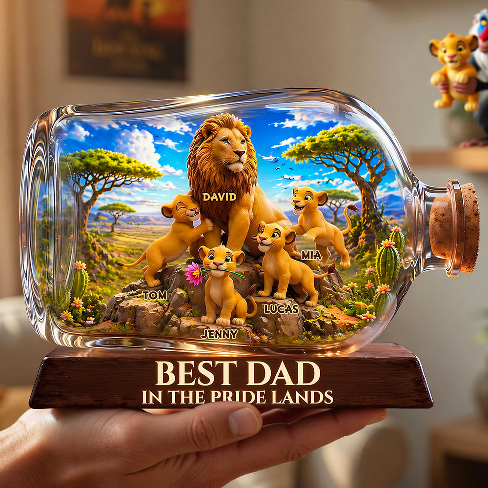 “The Best Dad In Pride Lands” - Personalized Acrylic Plaque - Unique Gift for Dad, Grandpa, and Father Figures Shaped Plaques PopCulturePrints