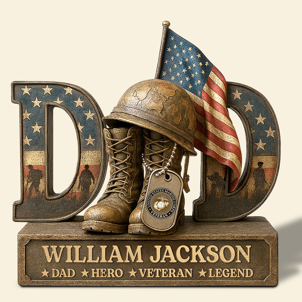"Honor Dad's Service - Personalized Military Acrylic Plaque" - Custom Gift for Fathers and Grandfathers Shaped Plaques PopCulturePrints