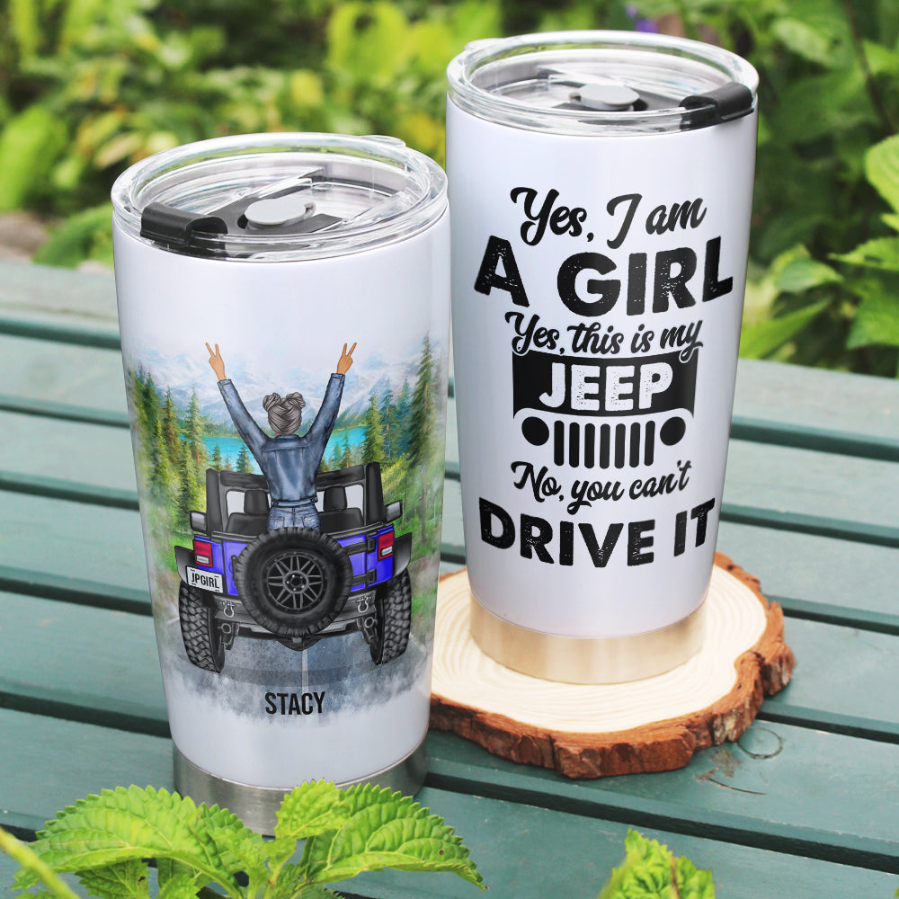 Personalized Adventure Girl Jeep Tumbler