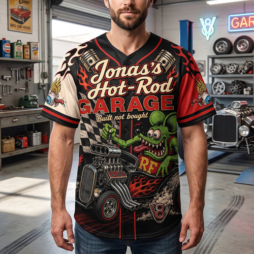 “Built Not Bought” - Distinct Hot Rod Baseball Jersey Shirt - Personalized Gifts for Hot Rod Enthusiasts AOP Products PopCulturePrints