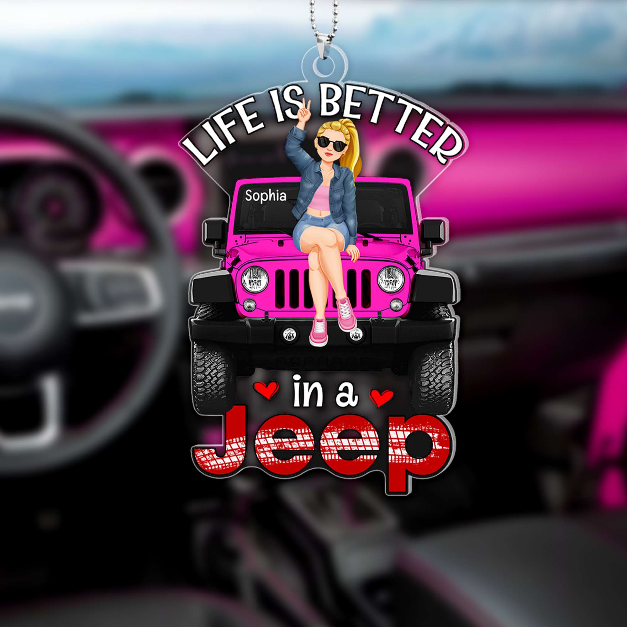 Personalized 'Life is Better in a Jeep' Car Ornament