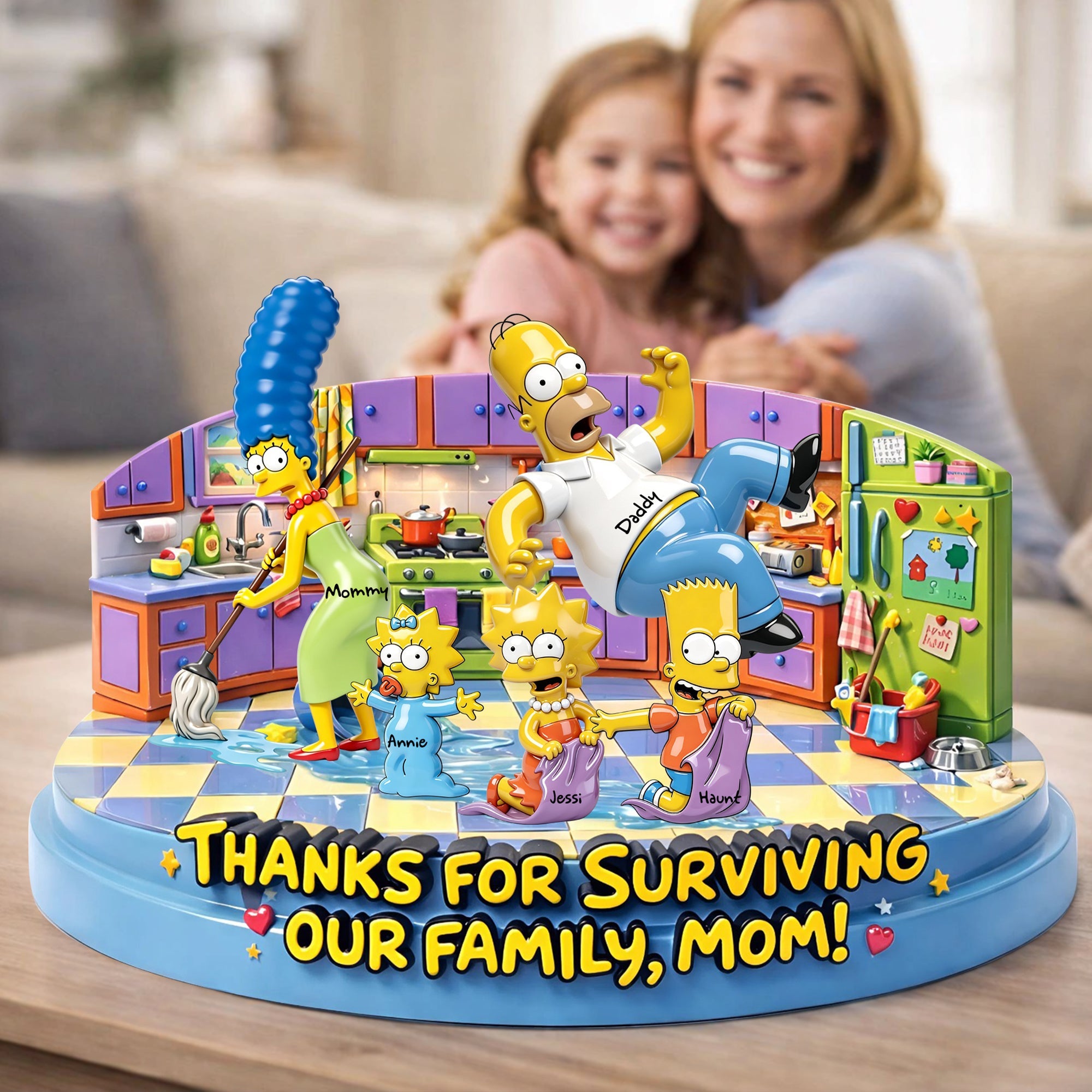 “Thanks for Surviving Our Family, Mom!” - Personalized Acrylic Plaque for Mom and Grandma Shaped Plaques PopCulturePrints