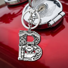 Load image into Gallery viewer, Rev your Passion: Motorcycle Mechanical Initial Keychain - Personalized Gift for Bikers Keychains PopCulturePrints
