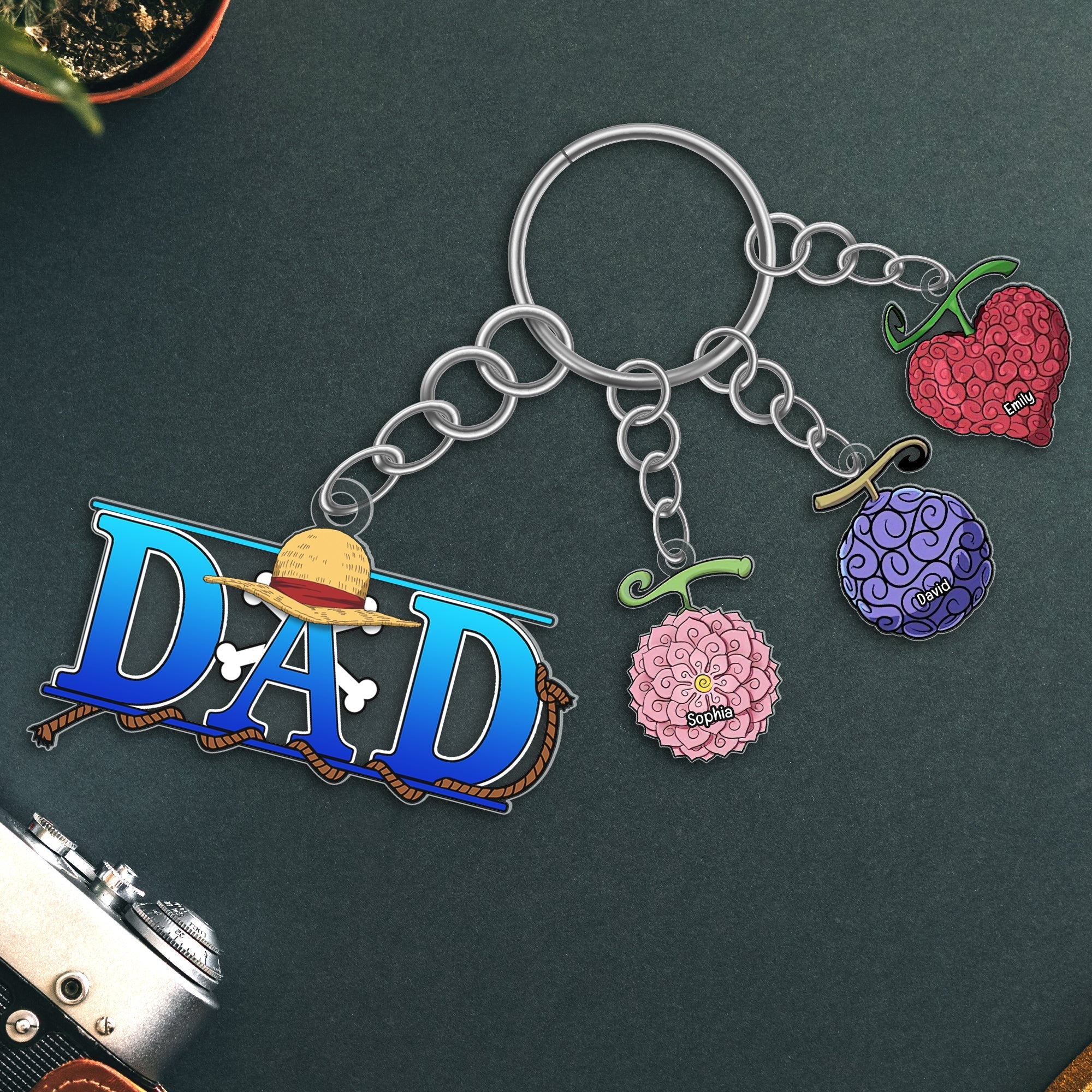 Personalized Pirate Dad Keychain with Custom Charms Keychains PopCulturePrints