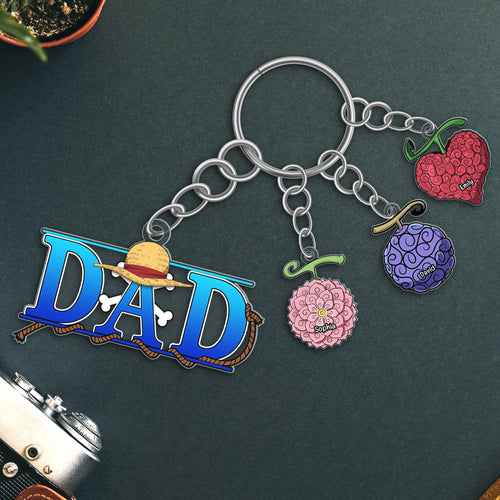 Personalized Pirate Dad Keychain with Custom Charms Keychains PopCulturePrints