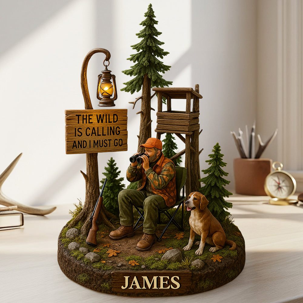 The Wild is Calling - Personalized Hunting Acrylic Plaque for Outdoor Enthusiasts Shaped Plaques PopCulturePrints