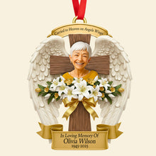 Load image into Gallery viewer, “Carried to Heaven on Angels Wings” - Personalized Christmas Ornament, Custom Photo Gift for Loved Ones Ornament PopCulturePrints
