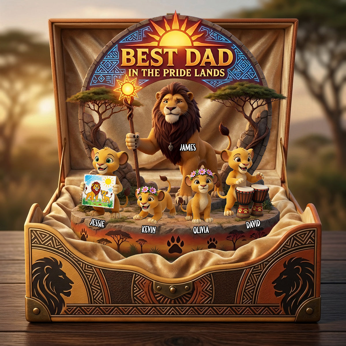 Best Dad in the Pride Lands - Personalized Acrylic Plaque for Dad, Unique Gift for Father's Day and Grandpa Shaped Plaques PopCulturePrints