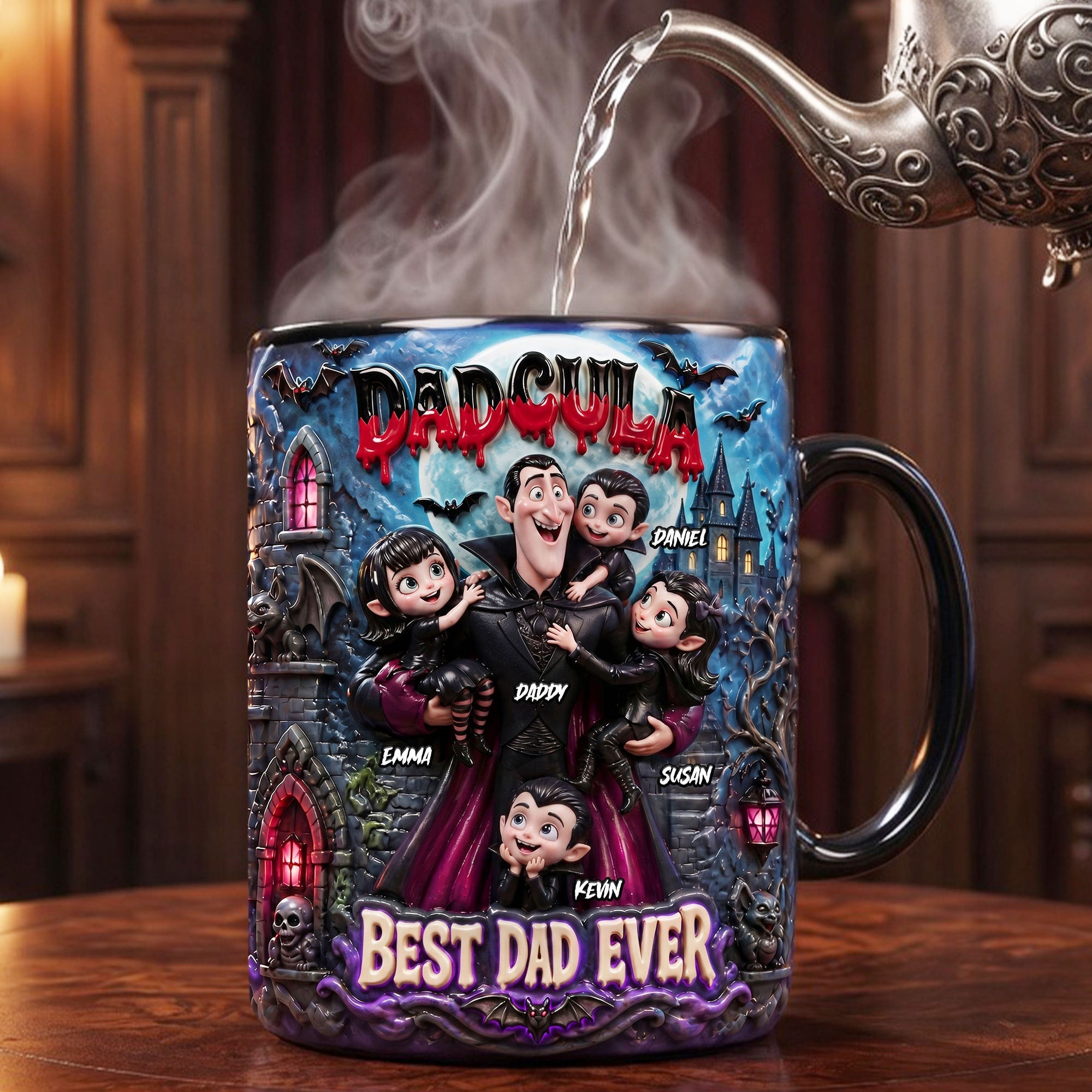 Best Dad Ever: Cool Dracula Dad Magic Mug - Personalized Gift for Dad Coffee Mug PopCulturePrints