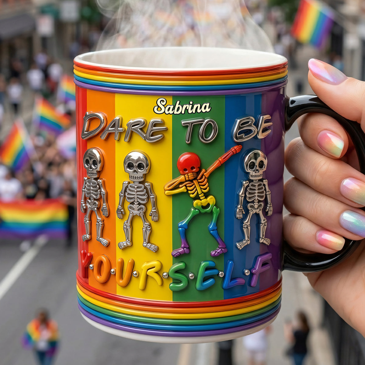 "Dare to Be Yourself" - Meaningful Magic Mug, Personalized Gift for LGBT+ Pride Coffee Mug PopCulturePrints