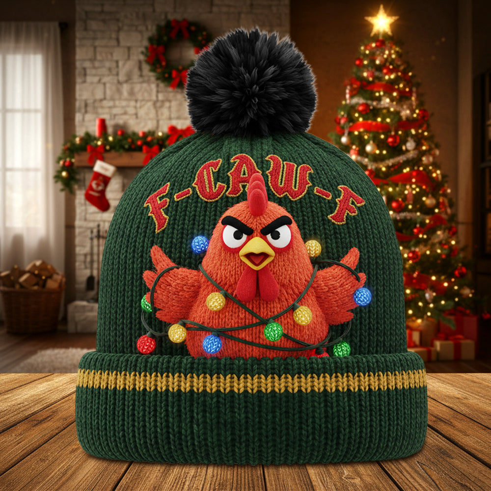 F-C-A-U-F Chicken Beanie: Personalized & Humorous Gift for Coworkers & Friends Hat PopCulturePrints