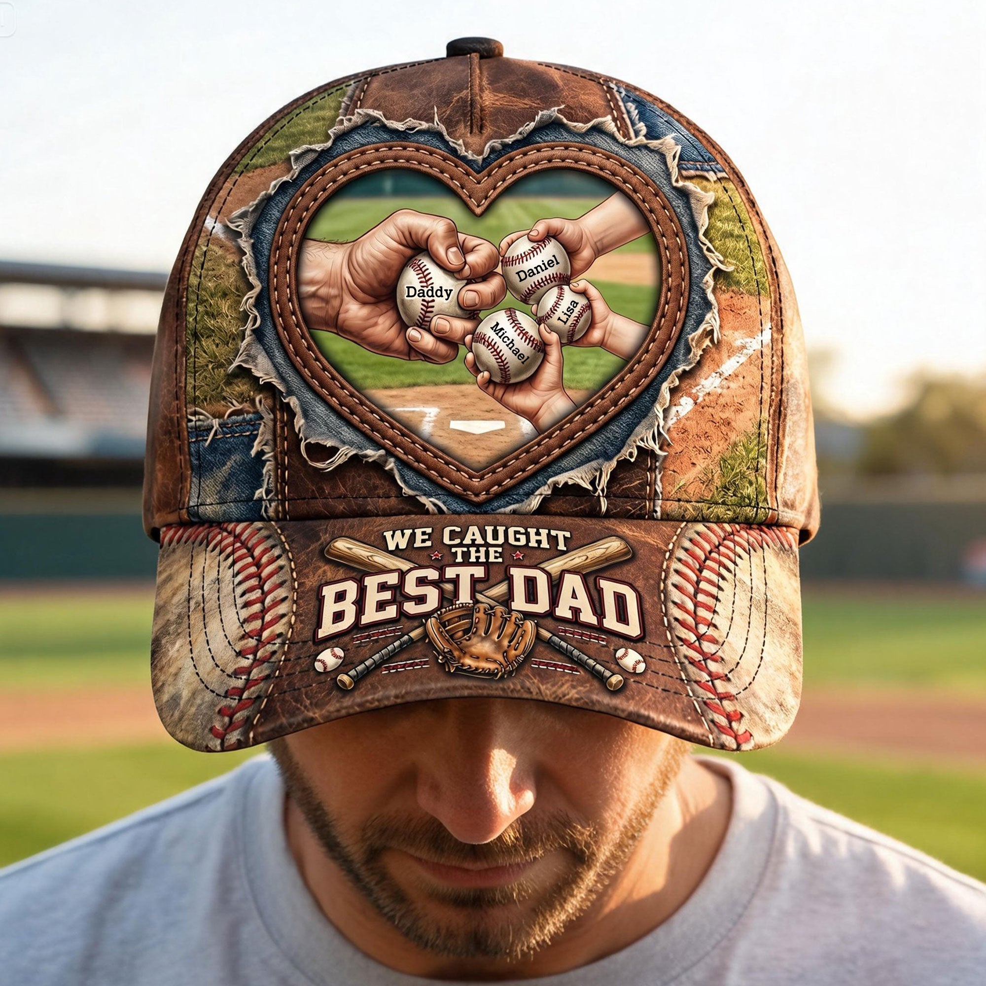 We Caught the Best Dad - Personalized Baseball Dad Cap Gift Caps PopCulturePrints