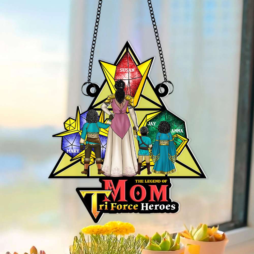 “The Legend of Mom - A Tribute to Heroes” - Personalized Window Hanging Suncatcher Ornament - Gift for Moms, Grandmas, and More! Ornament PopCulturePrints