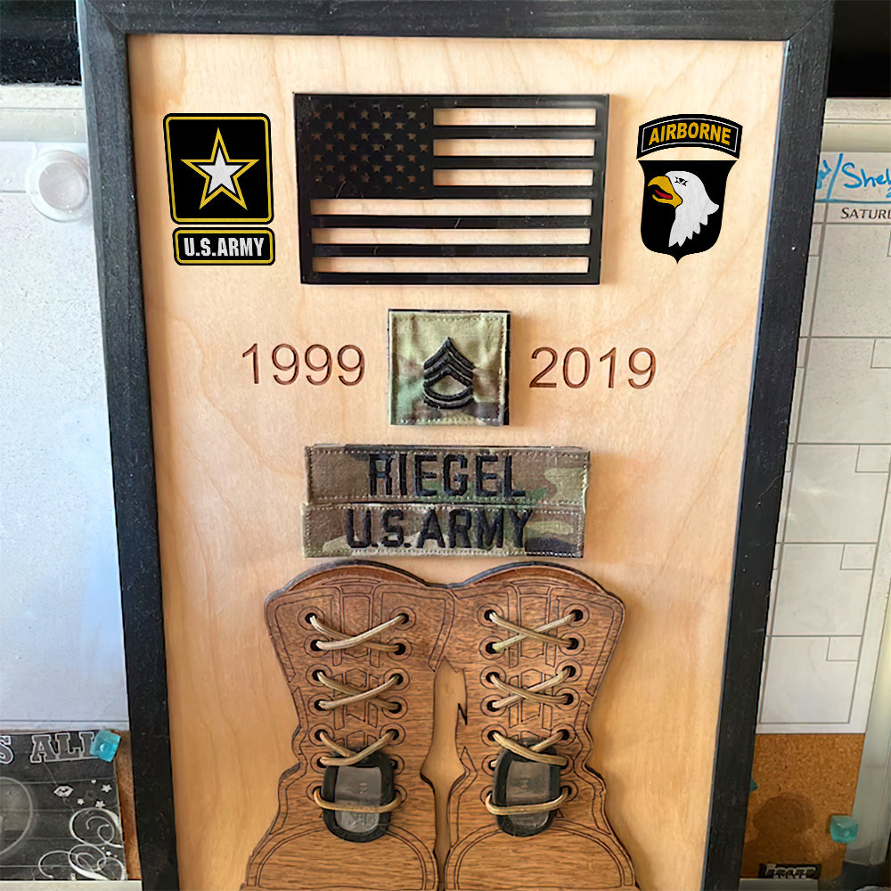 Personalized Veteran Military Branch Wood Sign - Proud Service Display Plaque