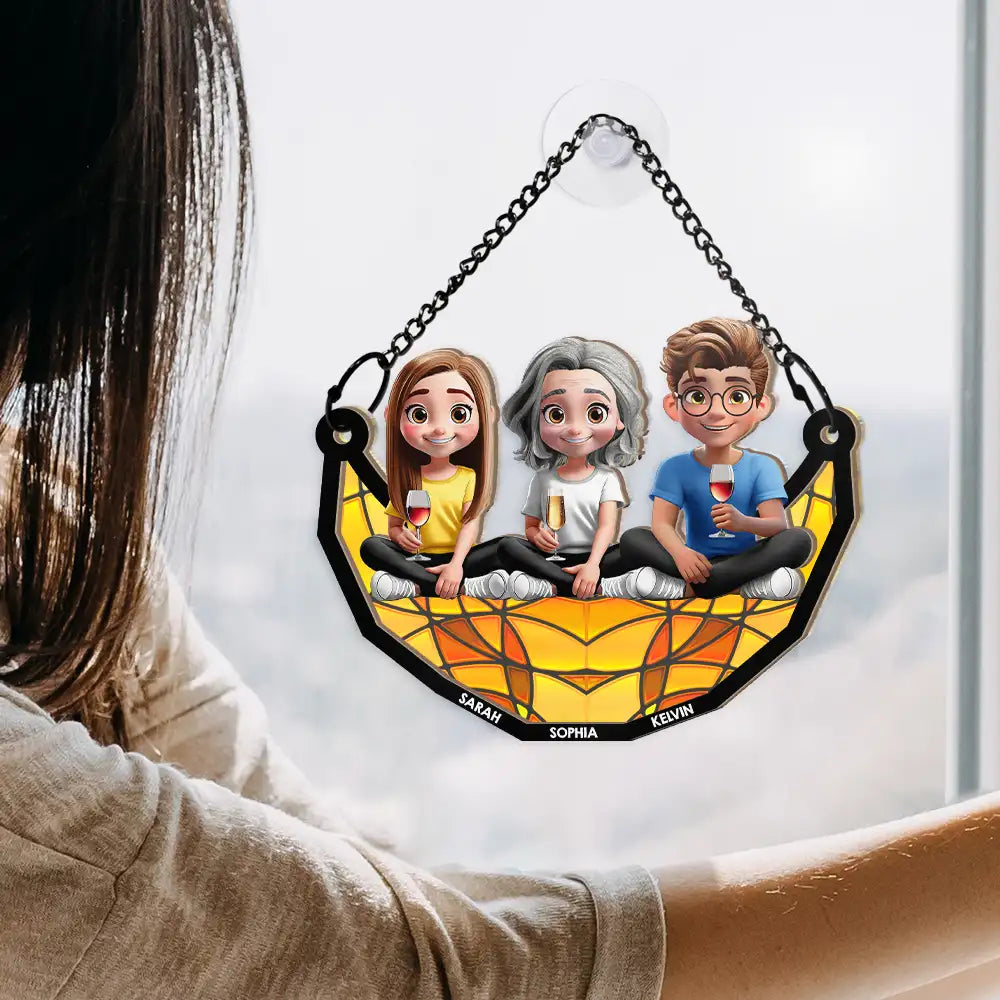 We Love You Mom - Personalized 3D Cartoon Window Hanging Suncatcher Ornament Suncatcher Ornament PopCulturePrints