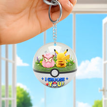 Load image into Gallery viewer, &quot;Bonded by Adventure: I Choose You!&quot; - Cartoon Couple Keychain, Personalized Gift for Couples Keychains PopCulturePrints
