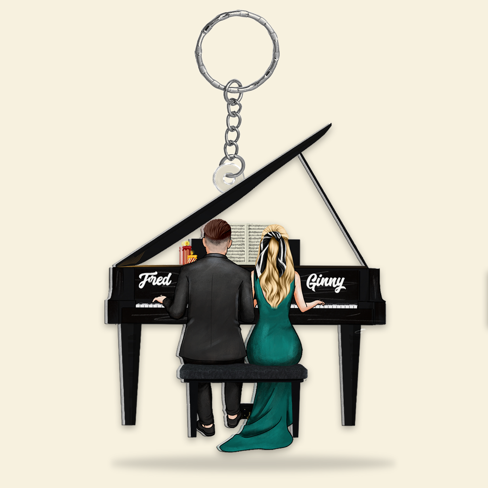 Personalized Pianist Couple Keychain - Custom Gift for Music Lovers Keychains PopCulturePrints