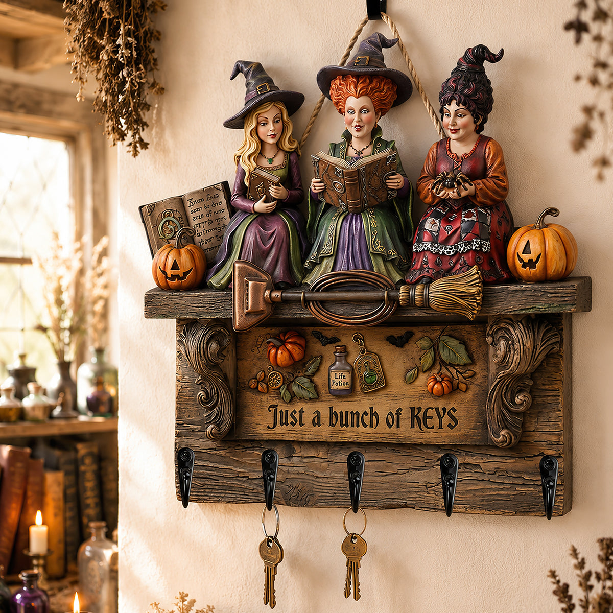 Unlock Your Witchy Charm - Sassy Triple Witch Key Hanger - Personalized Gifts for Witch Lovers Key Hanger PopCulturePrints
