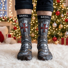 Load image into Gallery viewer, "Step into Adventure with Faux Knight Templar Socks" - Personalized Gift for Any Occasion Socks PopCulturePrints
