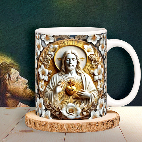 Christian Sacred Heart Coffee Mug - Meaningful Gift for Faith Lovers Coffee Mug PopCulturePrints