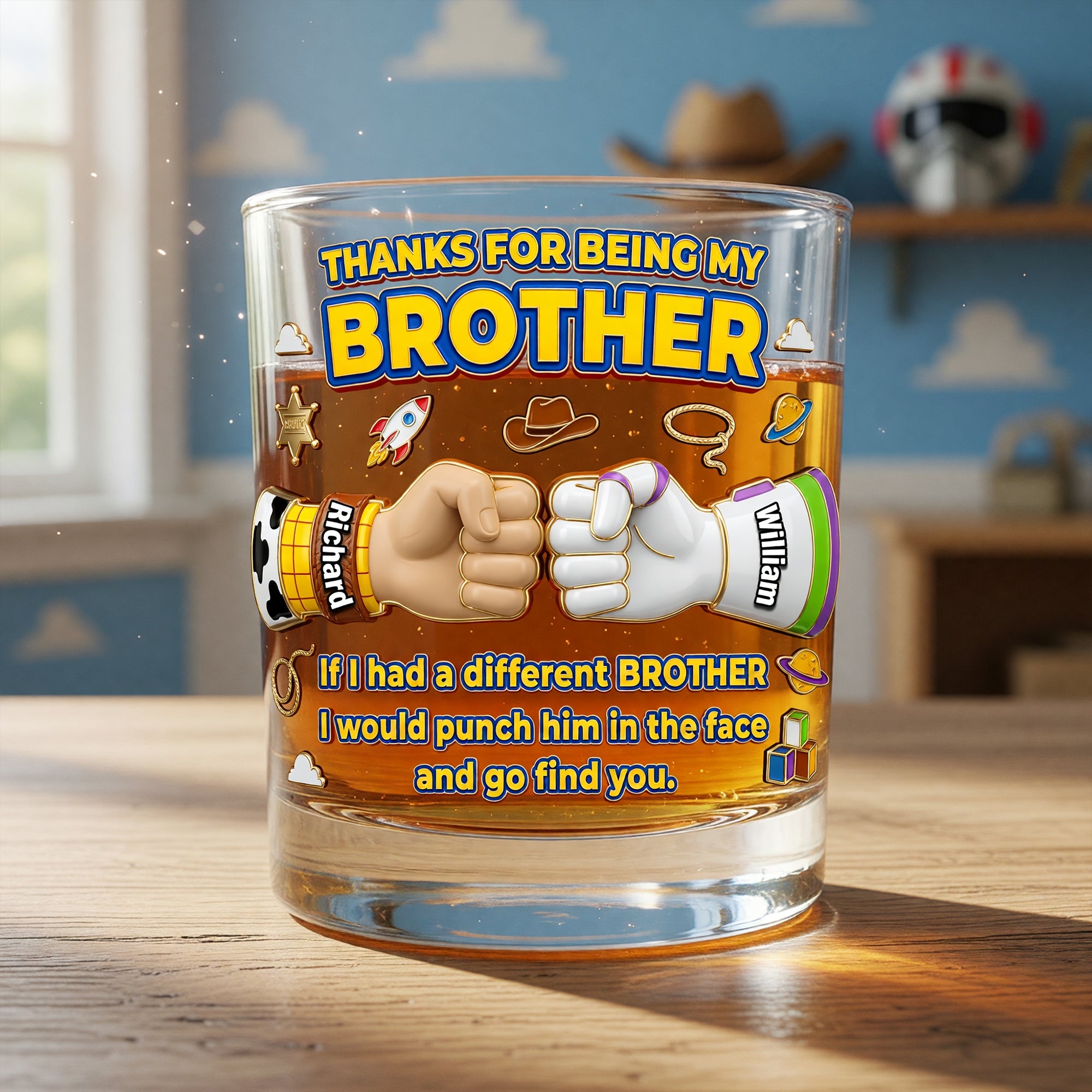 Thanks for Being My Brother Whiskey Glass - Personalized Gift for Brothers