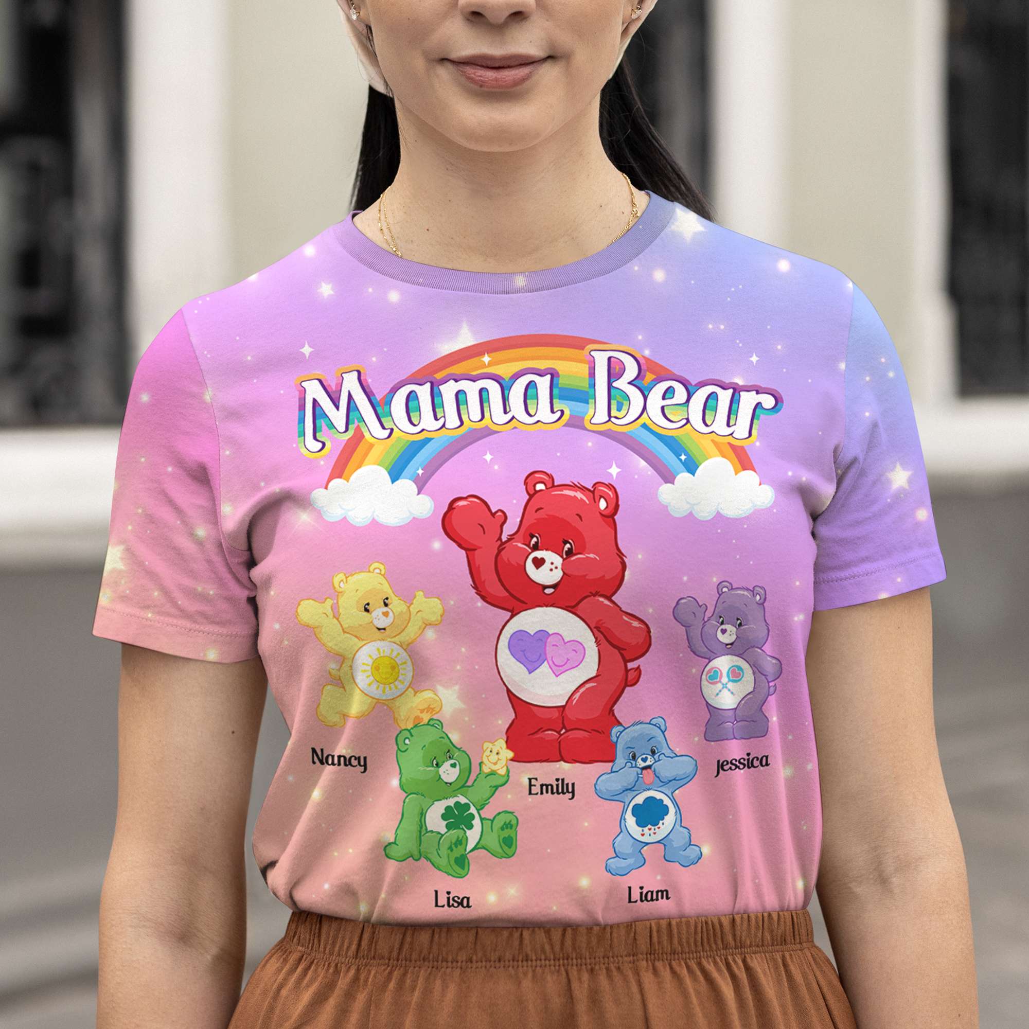 Custom Mama Bear T-Shirt with Kids' Names