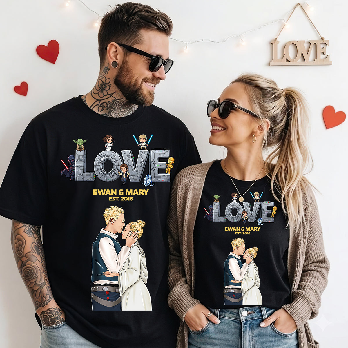 Love Story Unveiled - Personalized Couple T-Shirt for Gamers & Movie Lovers Shirts PopCulturePrints