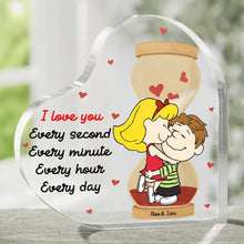 Load image into Gallery viewer, Personalized Heart Plaque Hourglass for Couples - I Love You Shaped Plaques PopCulturePrints
