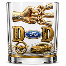Load image into Gallery viewer, "Best Dad Ever" - Personalized Muscle Car Dad Round Glass - Unique Gift for Dads and Grandpas Glass PopCulturePrints
