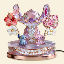 Load image into Gallery viewer, "Ohana Begins With Mom" - Personalized Alien Mom Acrylic Light Box - Ideal Gift for Mom, Grandma, and More Light Box PopCulturePrints
