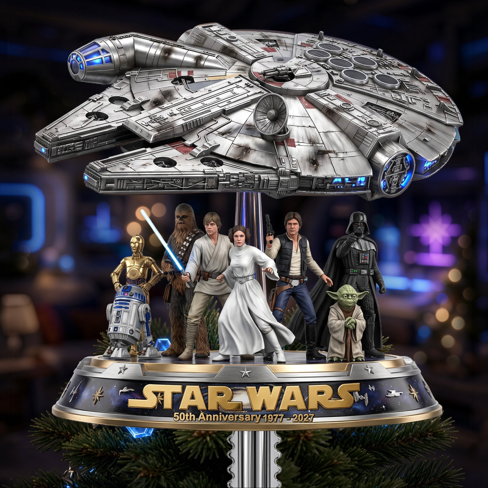 “Celebrate the Force: Touching Traditions” - Cosmic Christmas Tree Topper, Personalized Gift for Star Wars Fans
