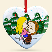 Load image into Gallery viewer, Custom Romantic Couple Ceramic Ornament - Christmas Edition
