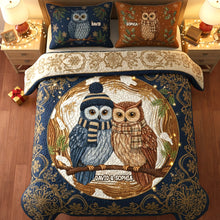 Load image into Gallery viewer, Owl Love: Personalized Quilted Bedding Set for Couples - Unique Christmas Gift Bedding Set PopCulturePrints
