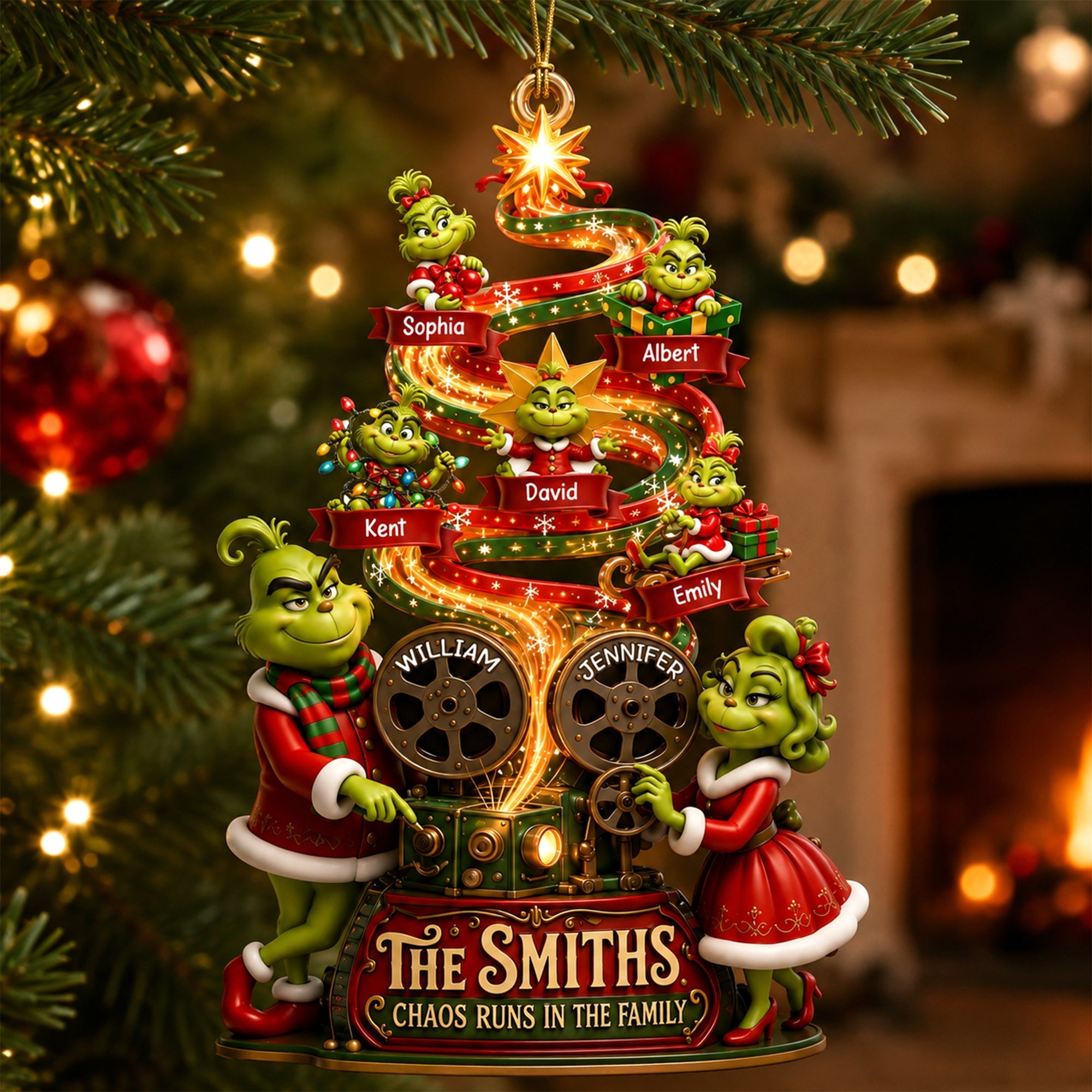 Mischievous Santa Family Ornament - Personalized Christmas Gifts 06HAQN210826 Ornament PopCulturePrints