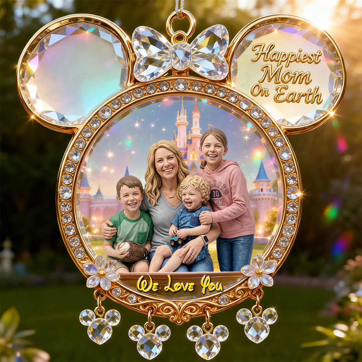 "Happiest Mom on Earth" - Love You Mom Suncatcher - Custom Photo Gifts for Mothers Ornament PopCulturePrints