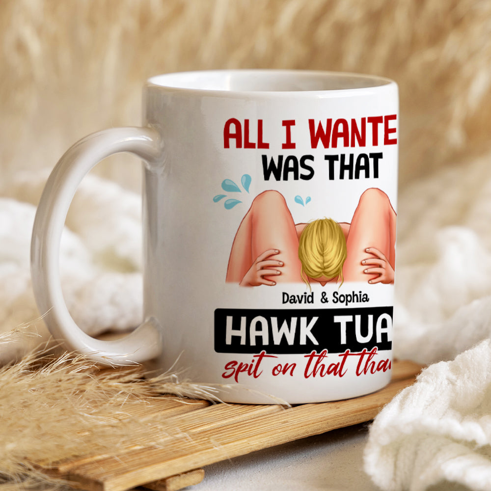 Personalized Naughty Couple White Mug - Hawk Tuah Spit Humorous Gift