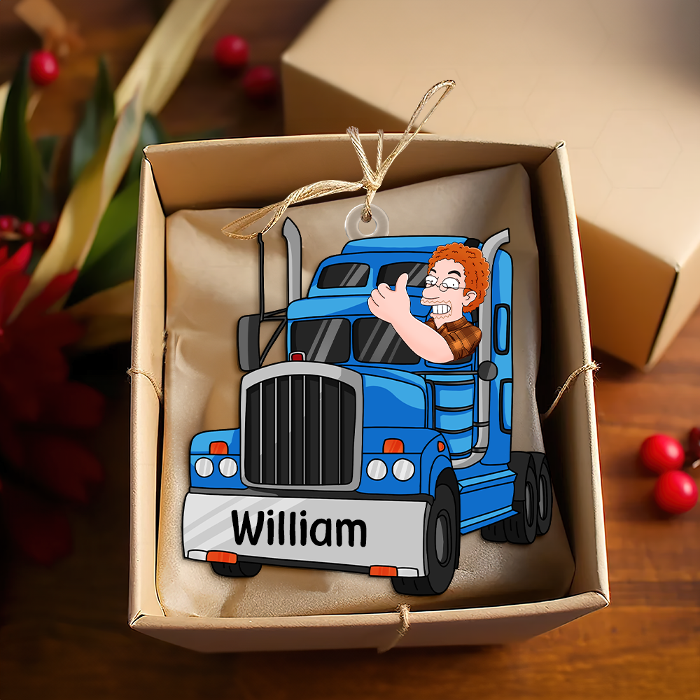 Custom Trucker Christmas Ornament - Personalized Gift Ornament PopCulturePrints