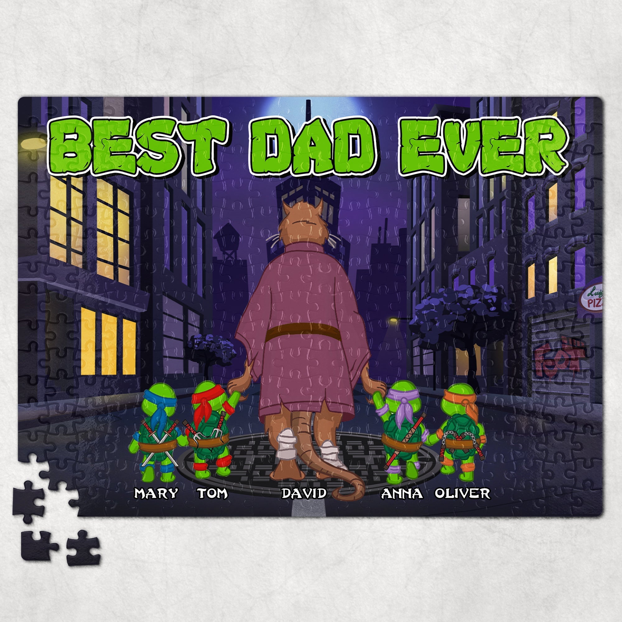 Best Dad Ever Personalized Jigsaw Puzzle - Ninja Theme