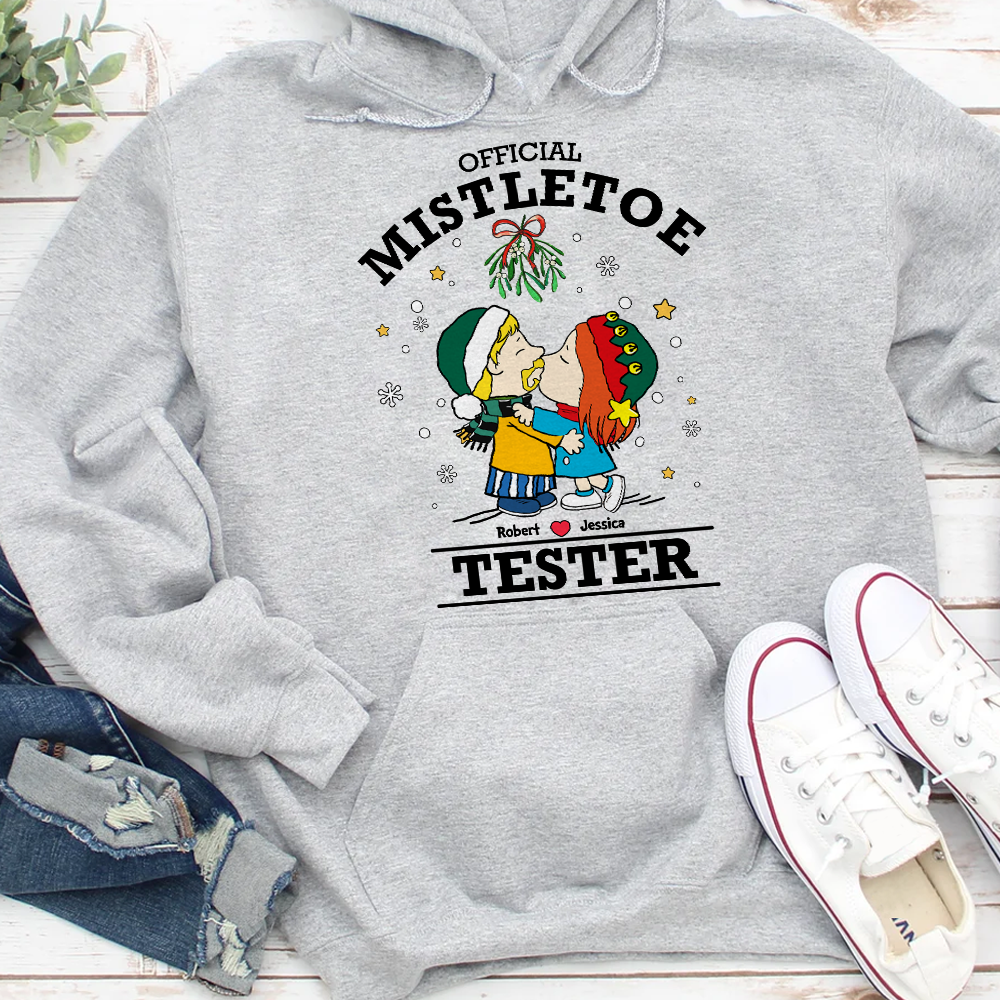 Customizable Couple Sweatshirt - Kissing Under Mistletoe