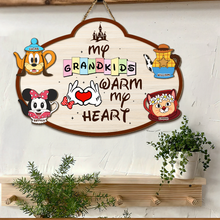 Load image into Gallery viewer, My Grandkids Warm My Heart - Personalized Wood Sign Gift for Grandma Wood Sign PopCulturePrints
