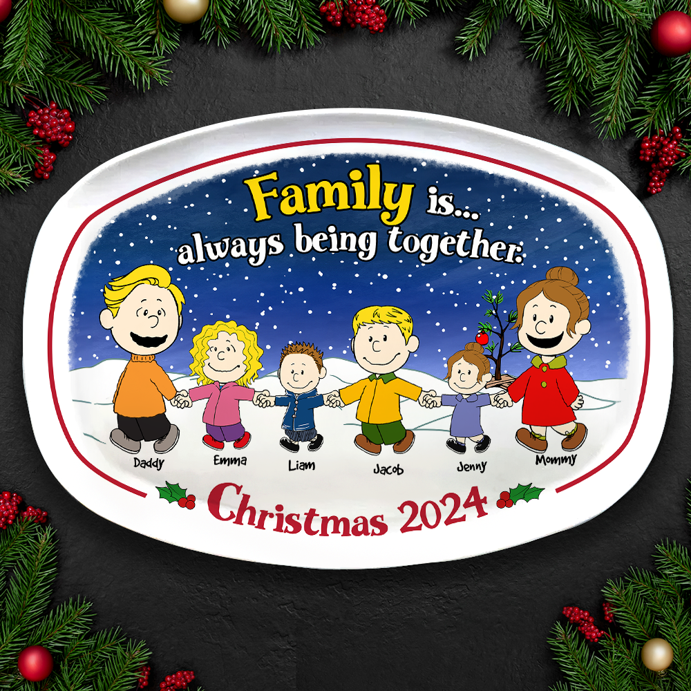 Personalized Family Cartoon Christmas Plate 2024 Plates PopCulturePrints