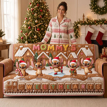 Load image into Gallery viewer, Mommy's Sweethearts - Cute Gingerbread Christmas Sofa Cover | Personalized Gifts for Mom, Grandma &amp; Loved Ones
